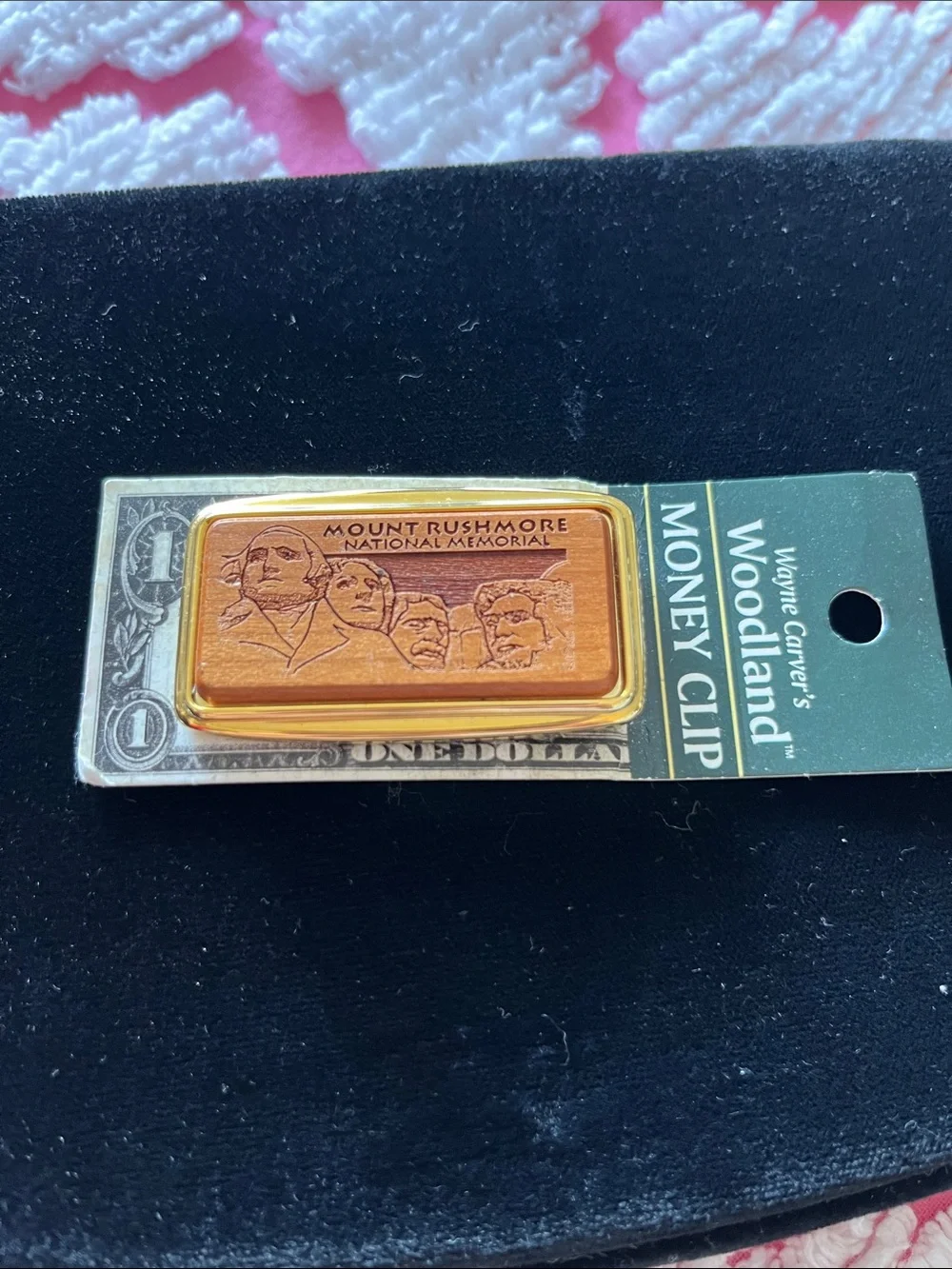 Vintage NEW Mount Rushmore Leather Money Clip - Original Packaging